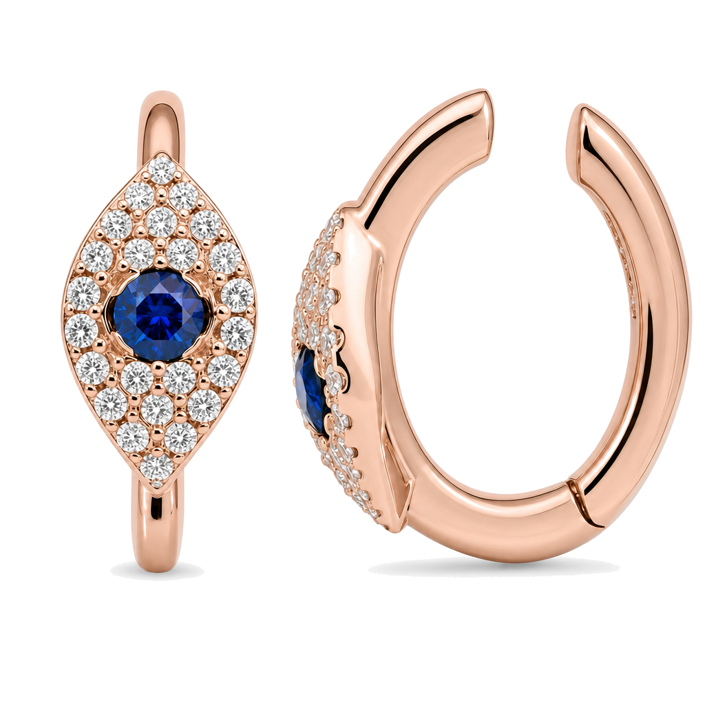 Micro Pave Diamond Evil Eye Cuff Earring