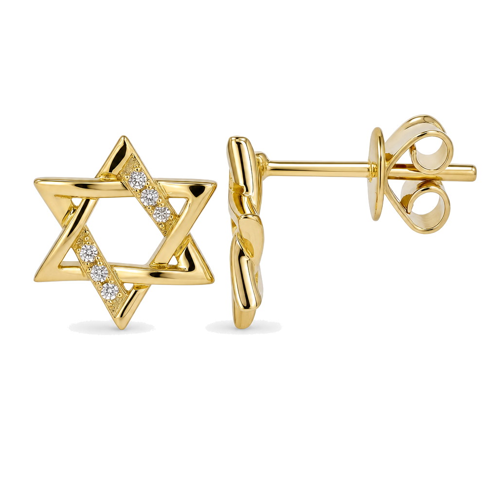 Diamond Accented Star of David Earrings, diamond, Izakov Fine Jewelry