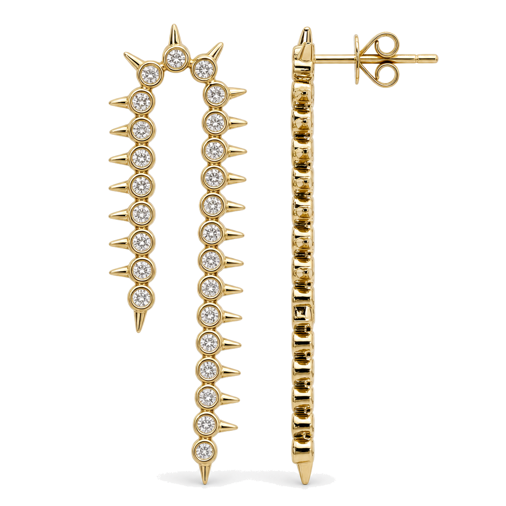 Diamond Bezel Spikes Drop Earrings, diamond, Izakov Fine Jewelry