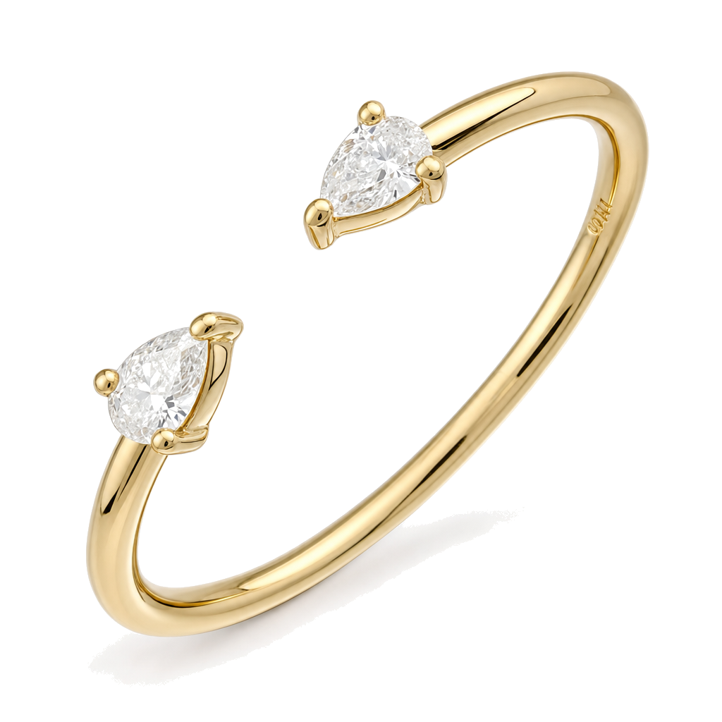 Petite Pear Diamonds Open Ring