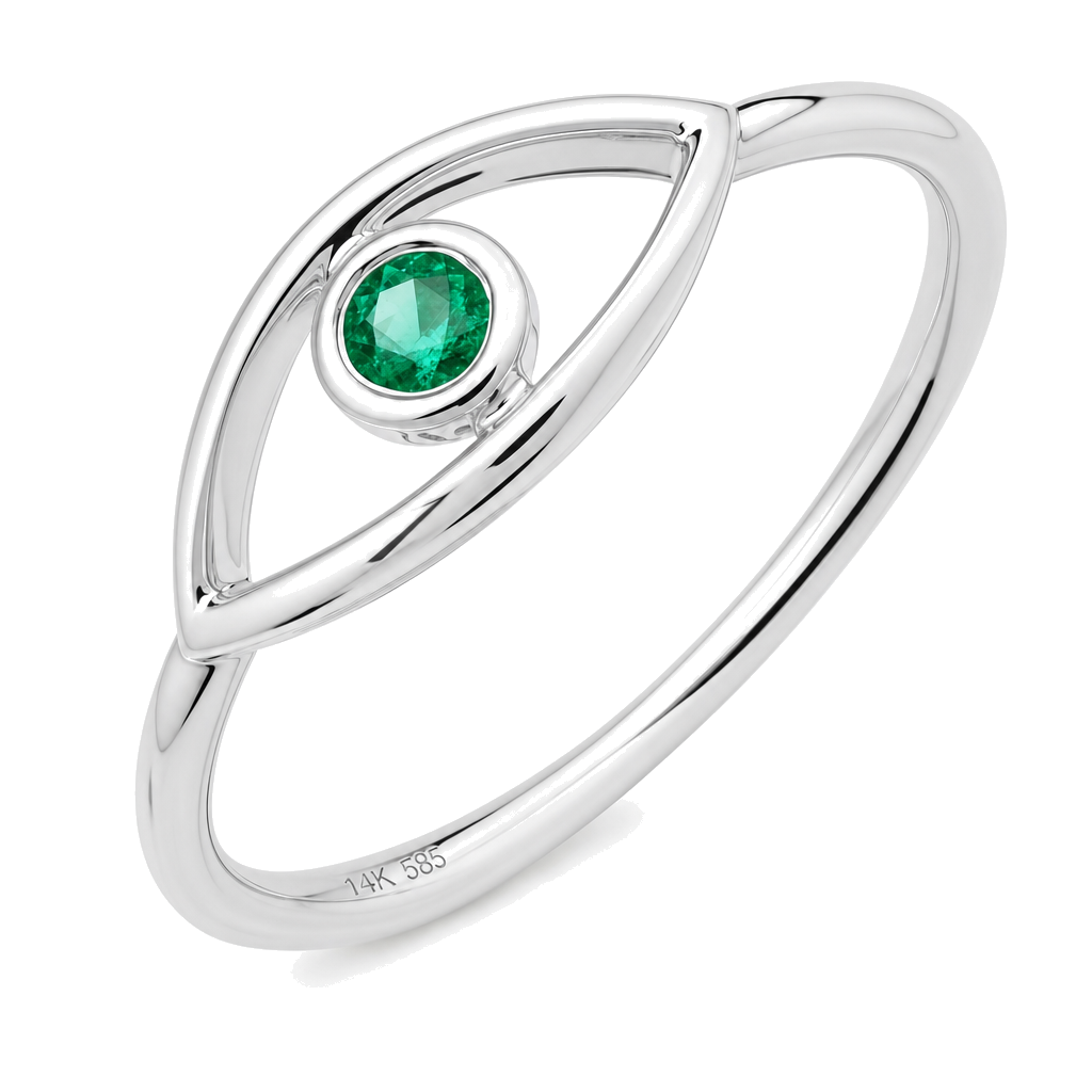 Gemstone Bezel Evil Eye Ring
