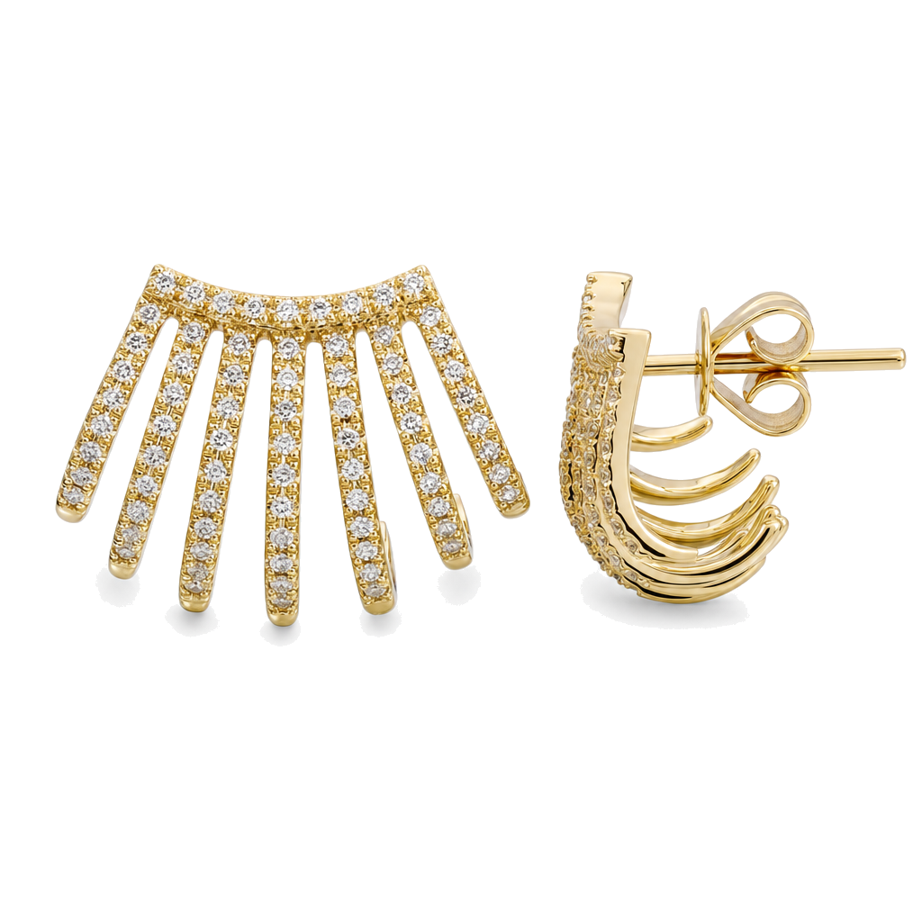 Micro Pave Caged Lobe Diamond Earrings, diamond, Izakov Fine Jewelry
