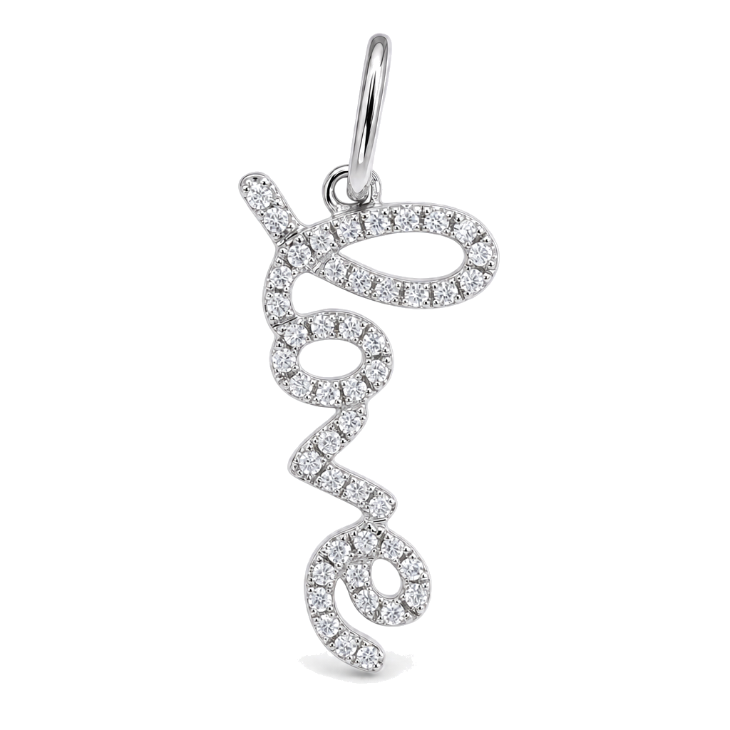 Love Script Diamond Necklace Charm