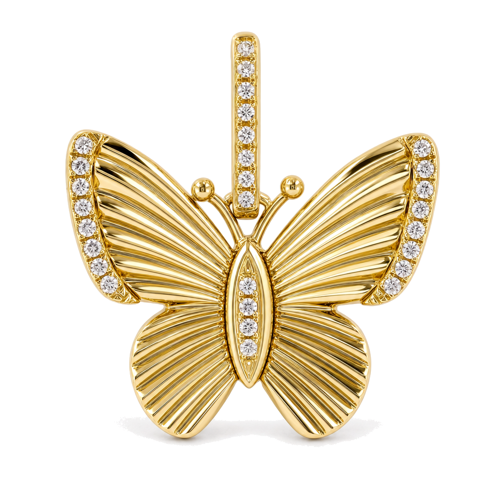 Diamond Radiating Butterfly Necklace Charm