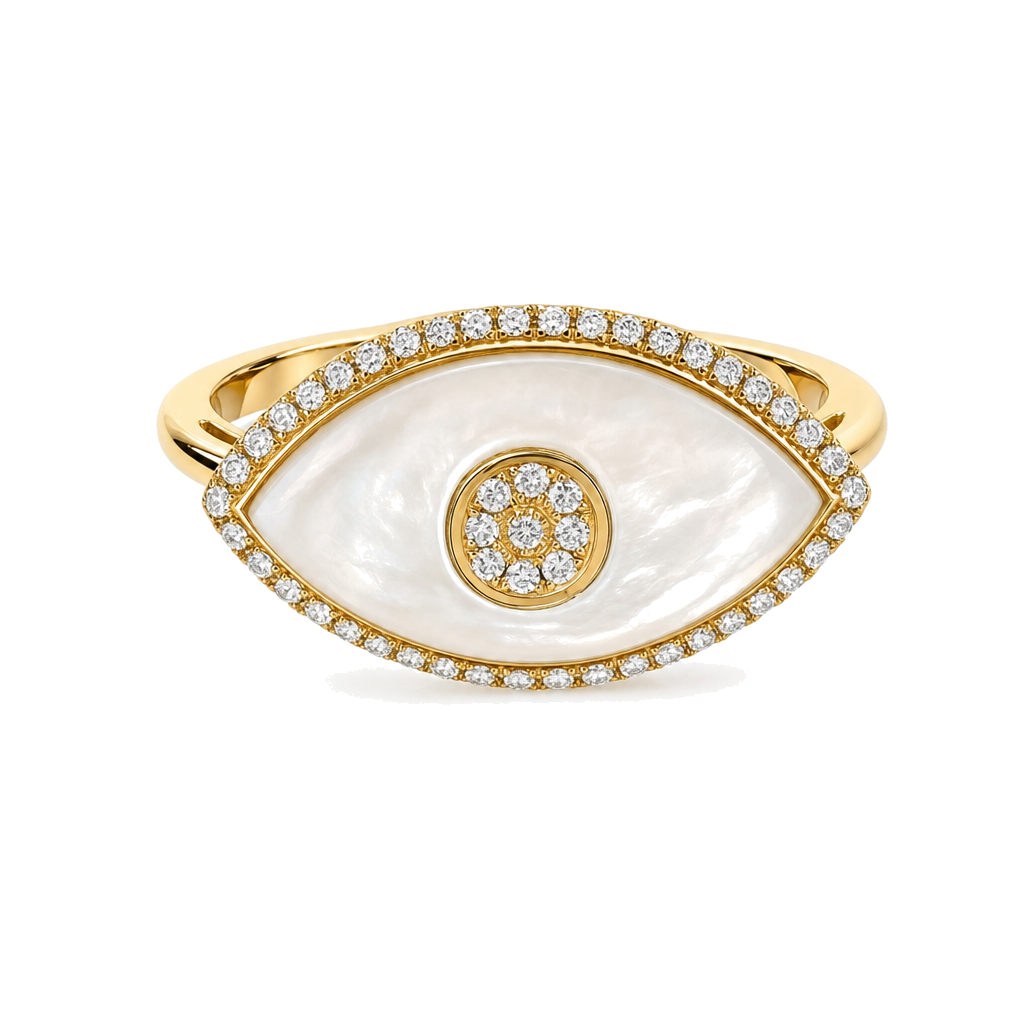 Diamond Halo Evil Eye Gemstone Ring