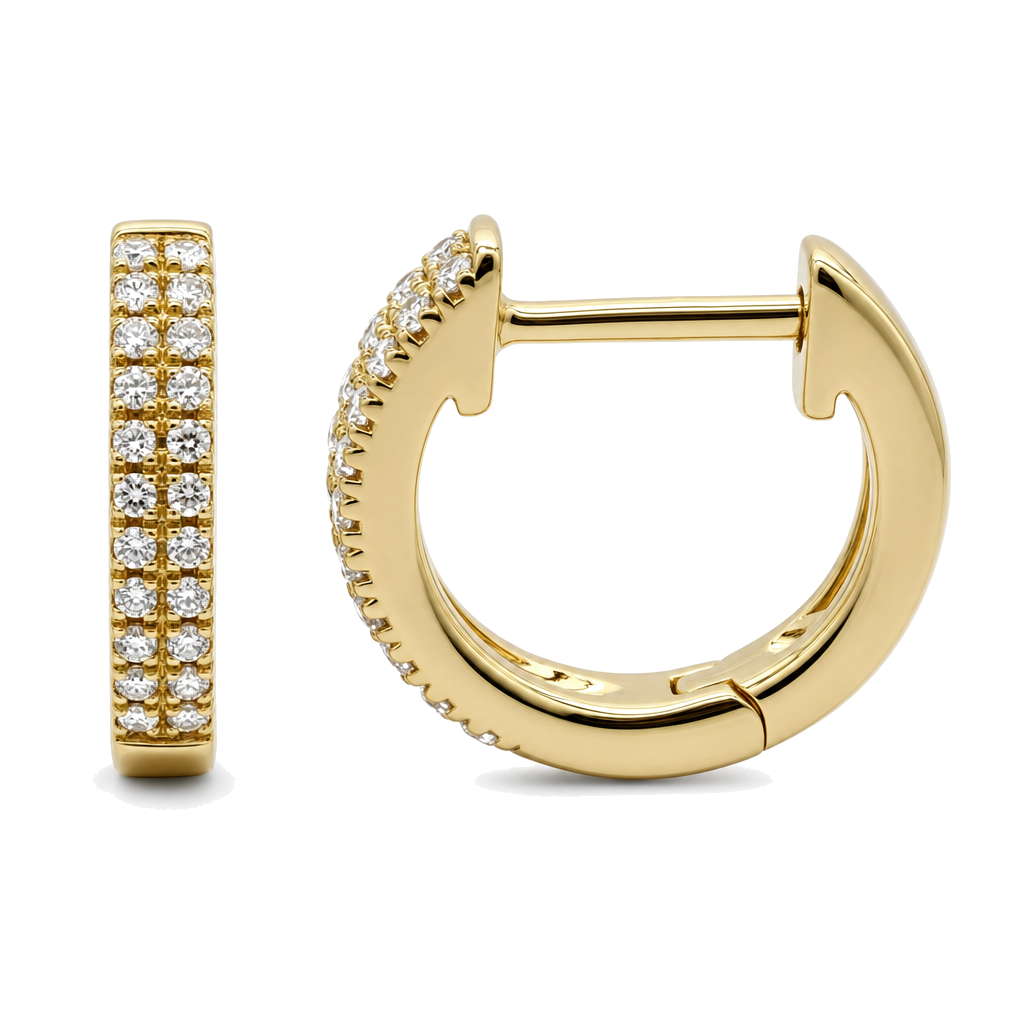 Micro Pave 2-Row Diamond Huggies, diamond, Izakov Fine Jewelry