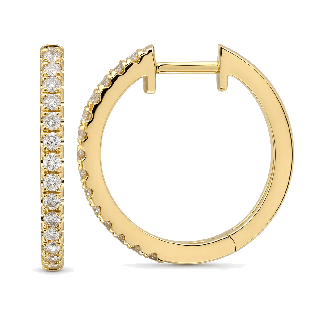 Pave Diamond Hoop Earrings (17mm), diamond, Izakov Fine Jewelry