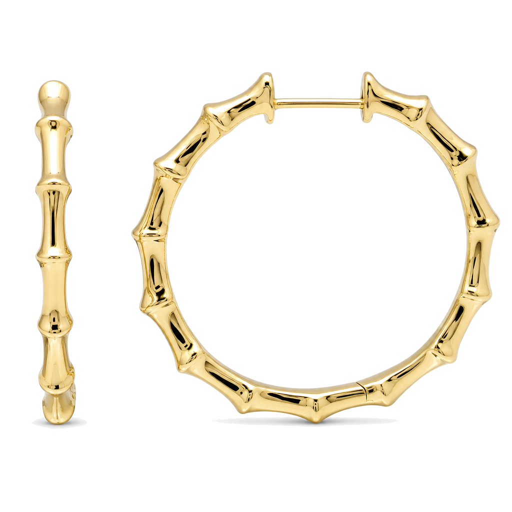 Bamboo Gold Hoop Earrings (25MM)
