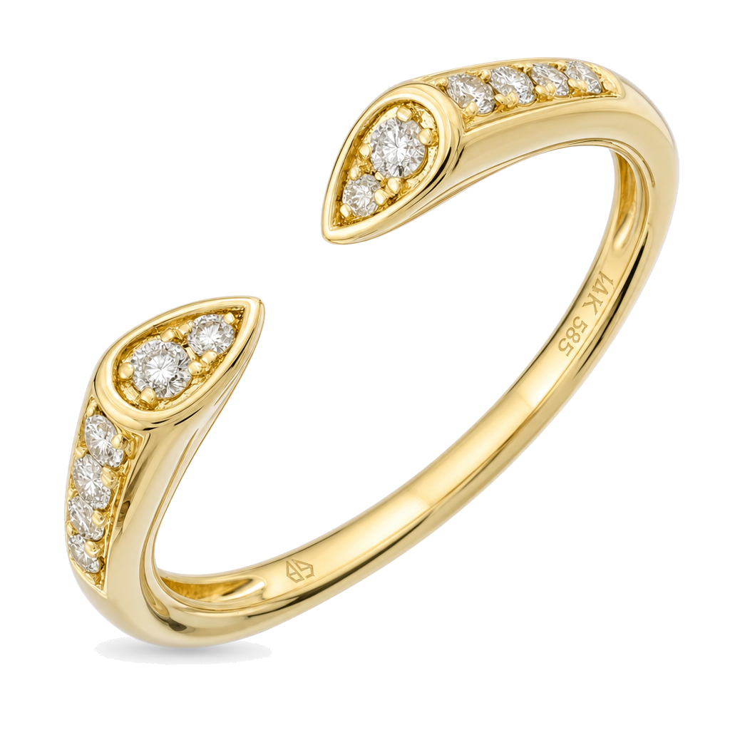 Open Diamond Claw Cuff Ring