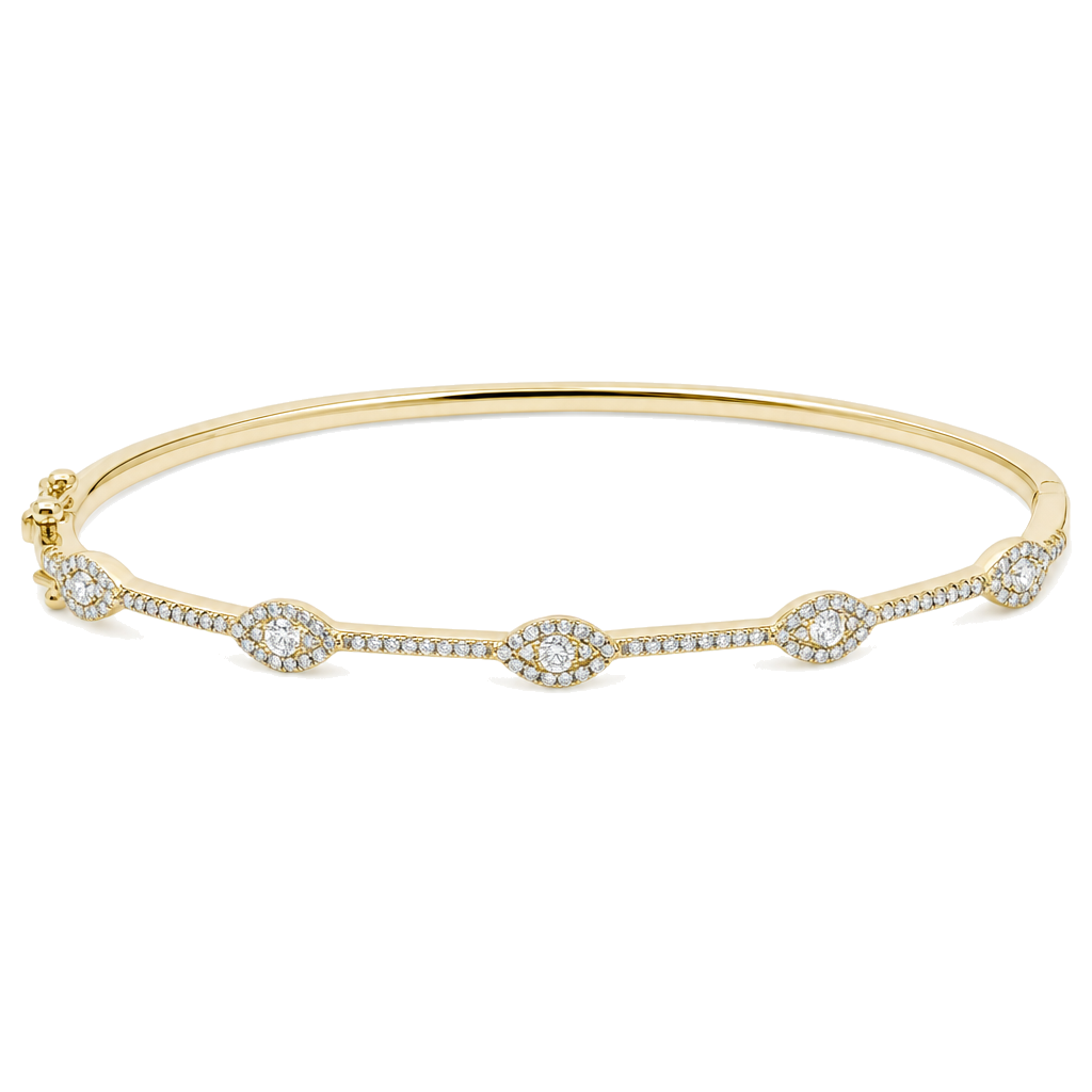 Micro Pave Diamond Evil Eyes Bangle, diamond, Izakov Fine Jewelry