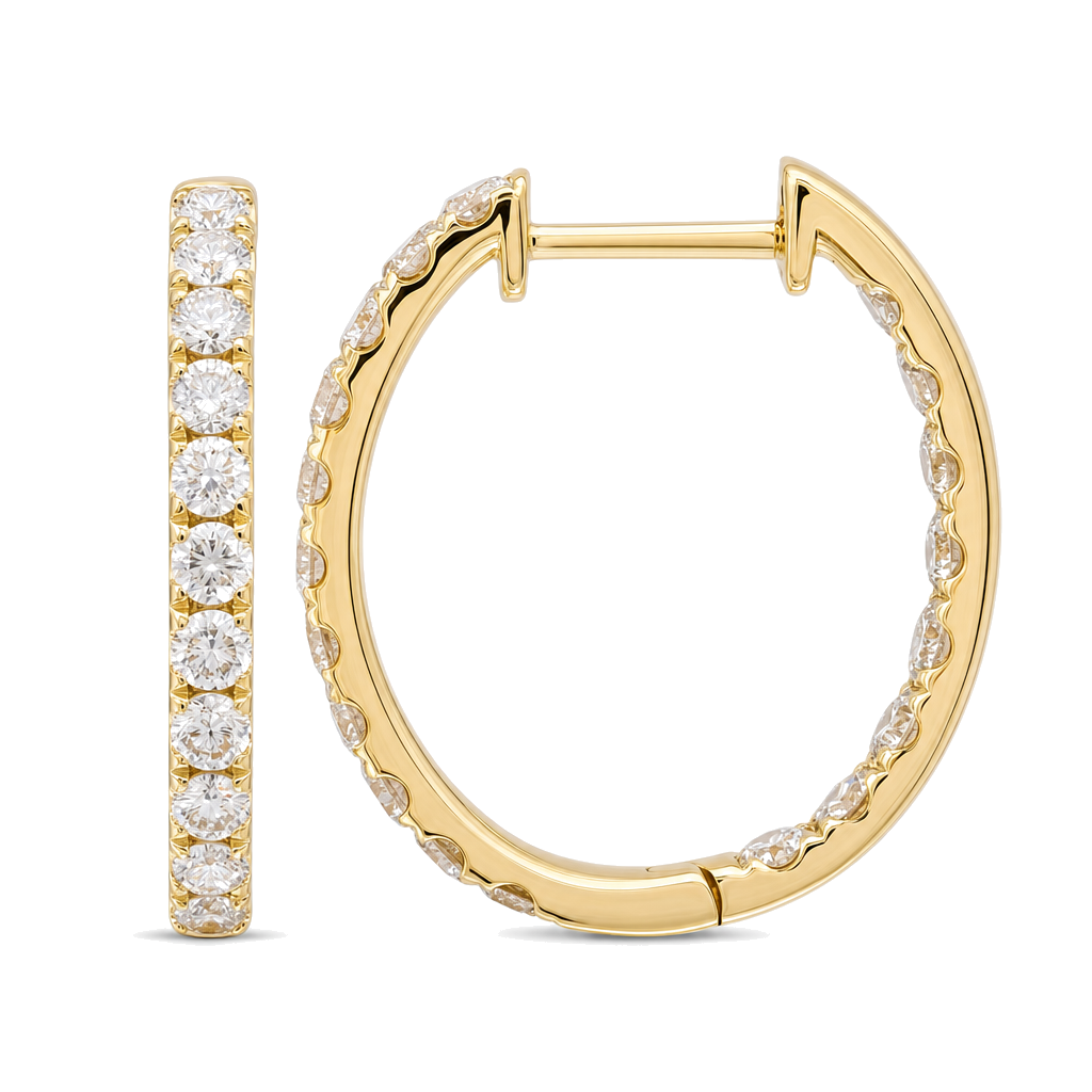 Oval Inside-Out Diamond Hoops, diamond, Izakov Fine Jewelry