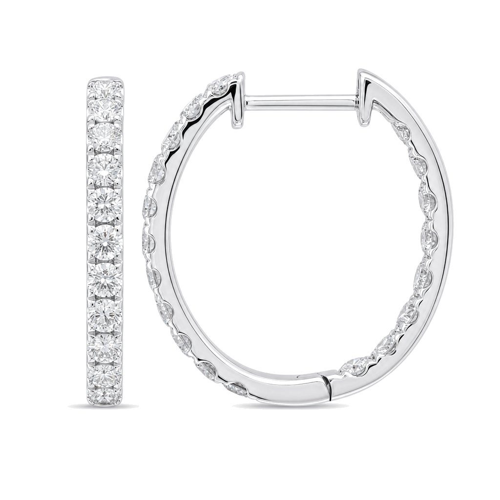 Oval Inside-Out Diamond Hoops worn on hand