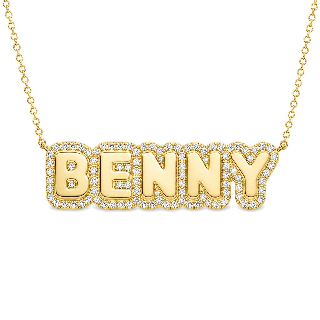 Personalized Diamond Cloud Nameplate Necklace