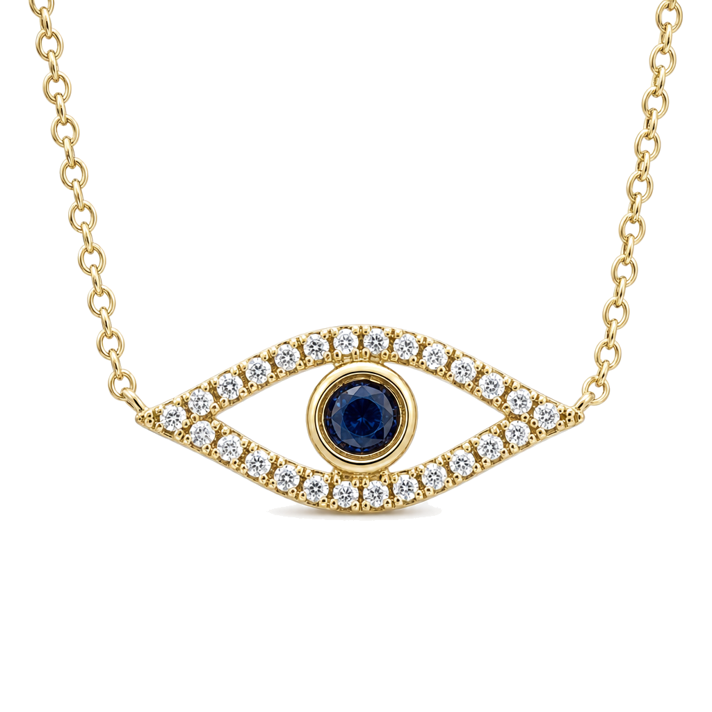 Pave Diamond Evil Eye Necklace