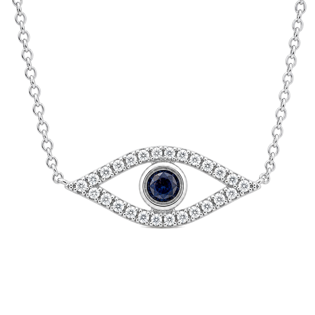 Pave Diamond Evil Eye Necklace