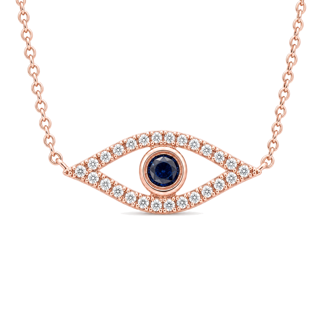 Pave Diamond Evil Eye Necklace