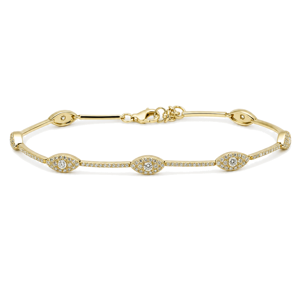 Micro Pave Diamond Eyes Tennis Bracelet
