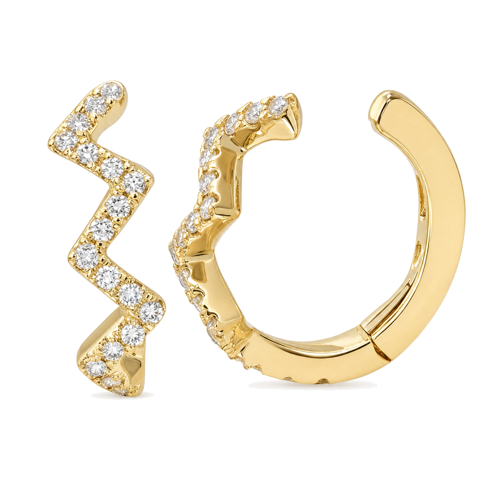 Micro Pave Diamond Zigzag Cuff Earring, diamond, Izakov Fine Jewelry