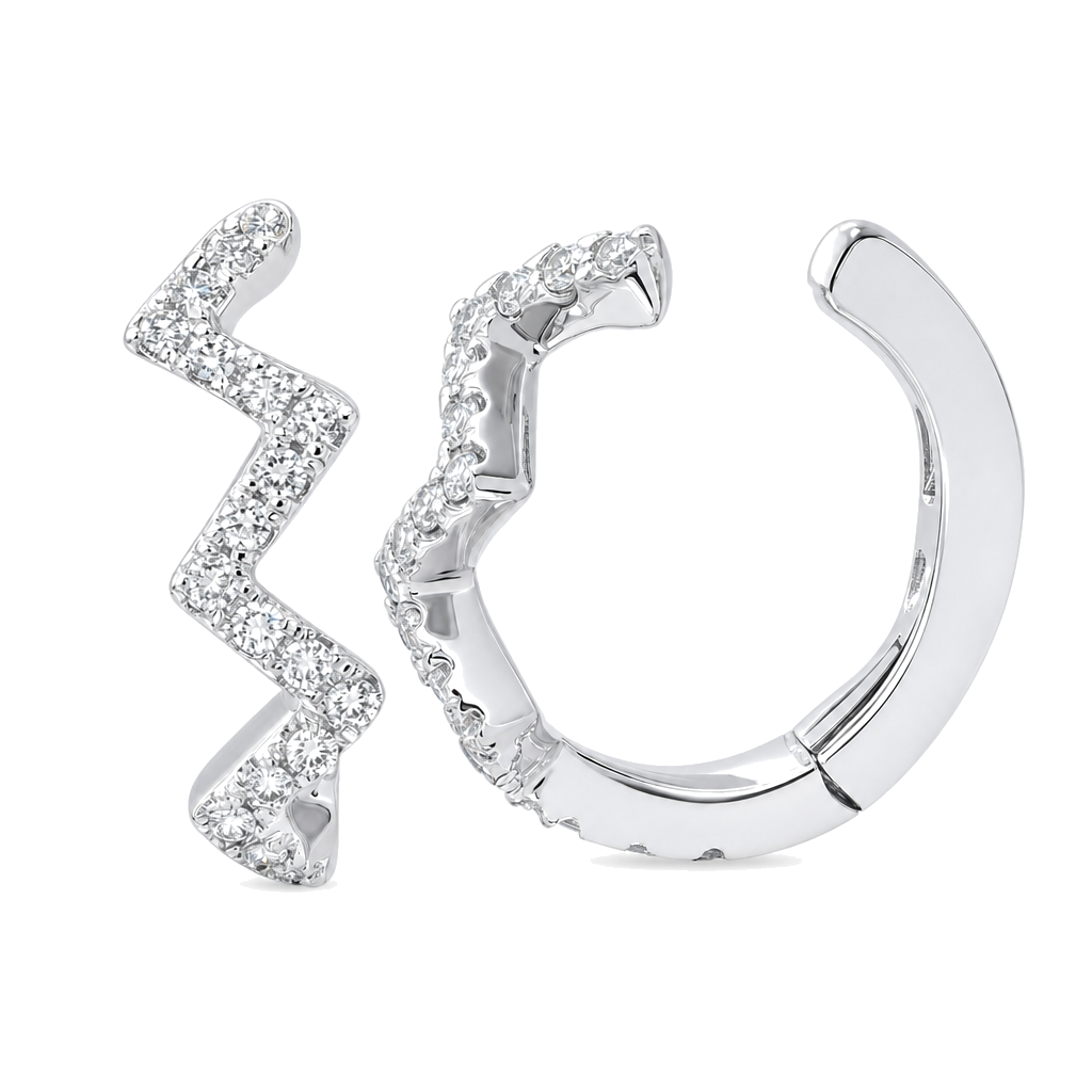 Micro Pave Diamond Zigzag Cuff Earring worn on hand