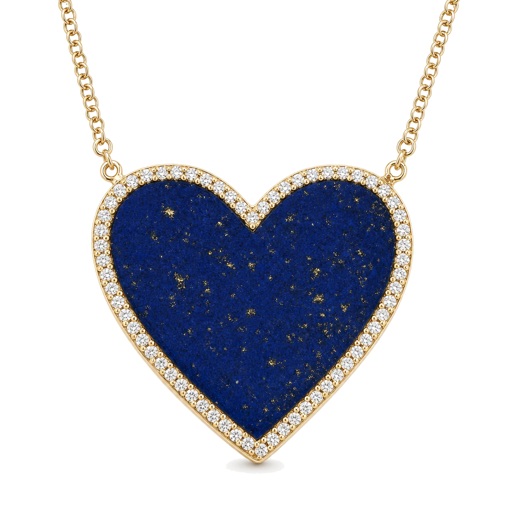Diamond Halo Gemstone Heart Necklace