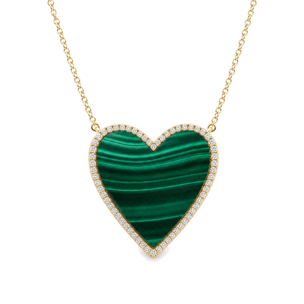 Diamond Halo Gemstone Heart Necklace