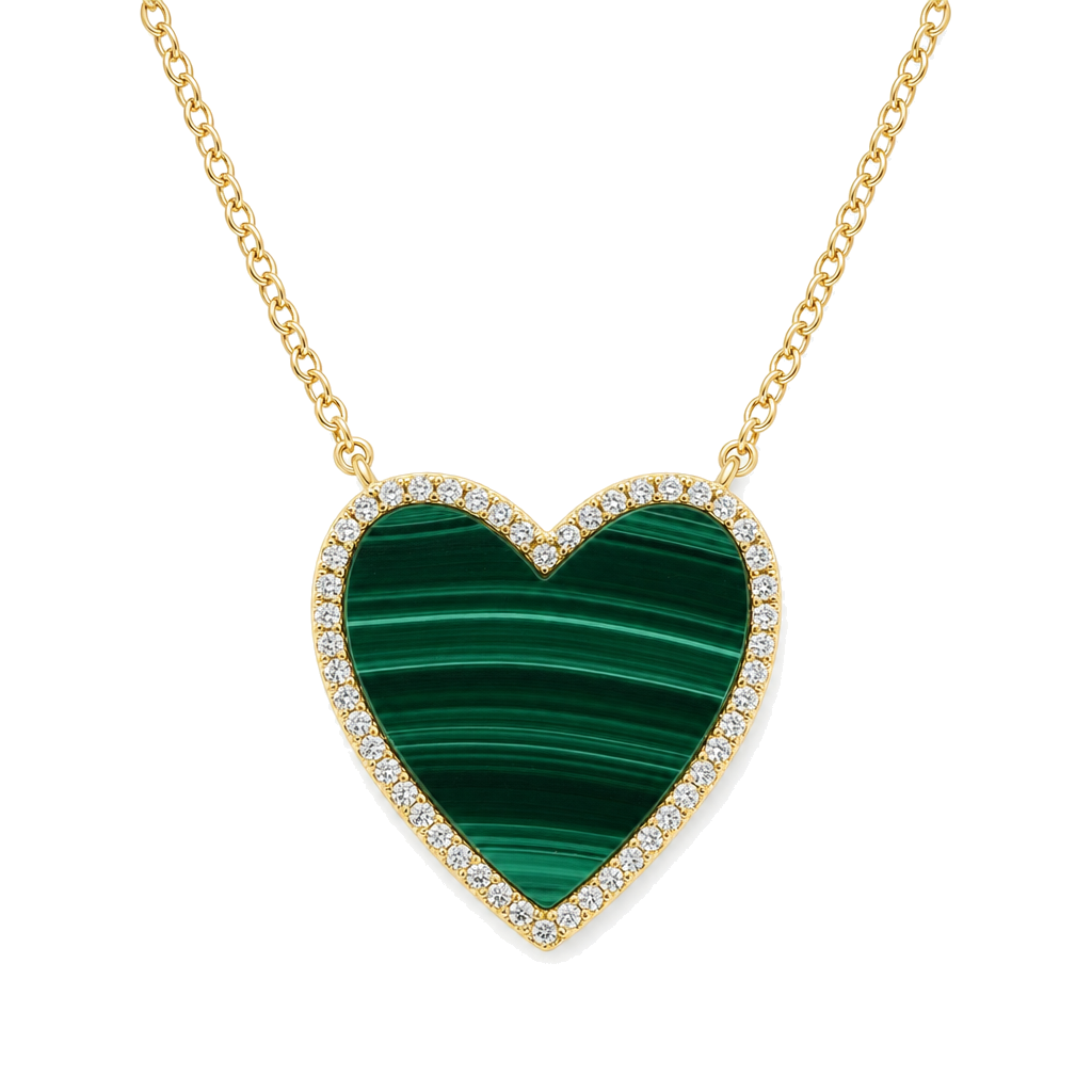 Diamond Halo Gemstone Heart Necklace