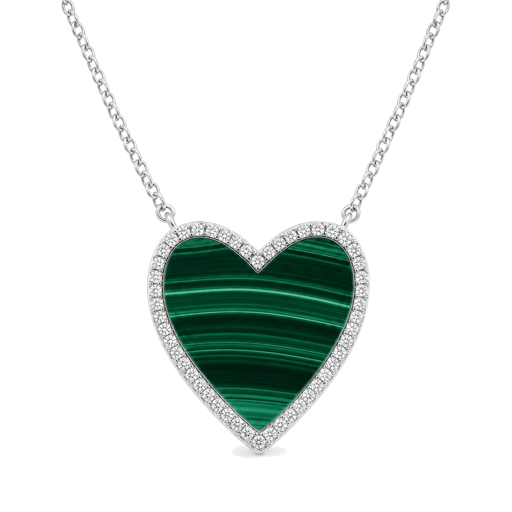 Diamond Halo Gemstone Heart Necklace