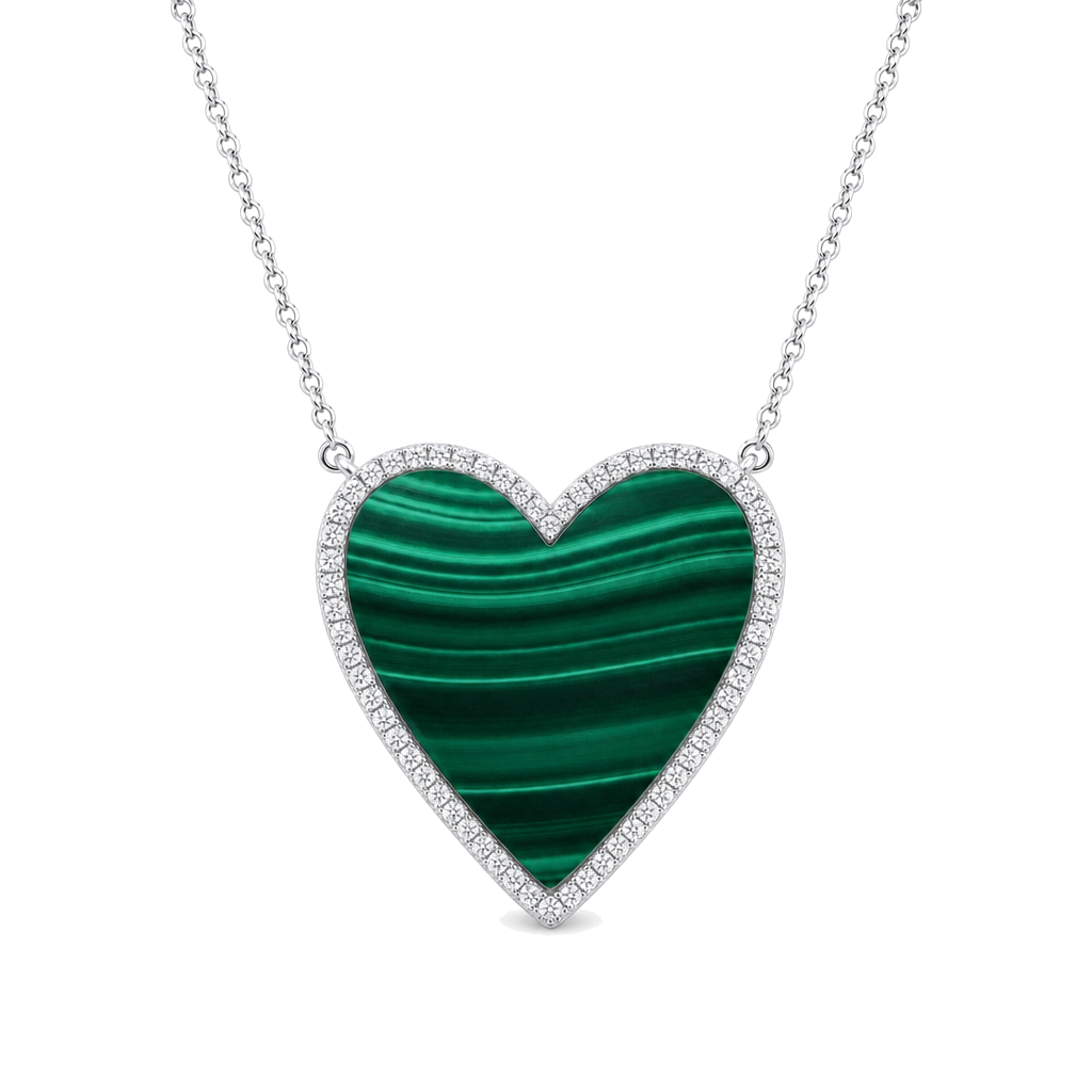 Diamond Halo Gemstone Heart Necklace