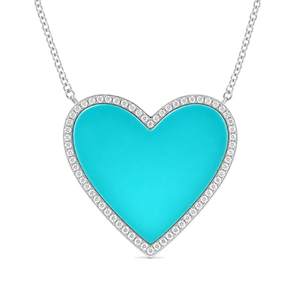 Diamond Halo Gemstone Heart Necklace