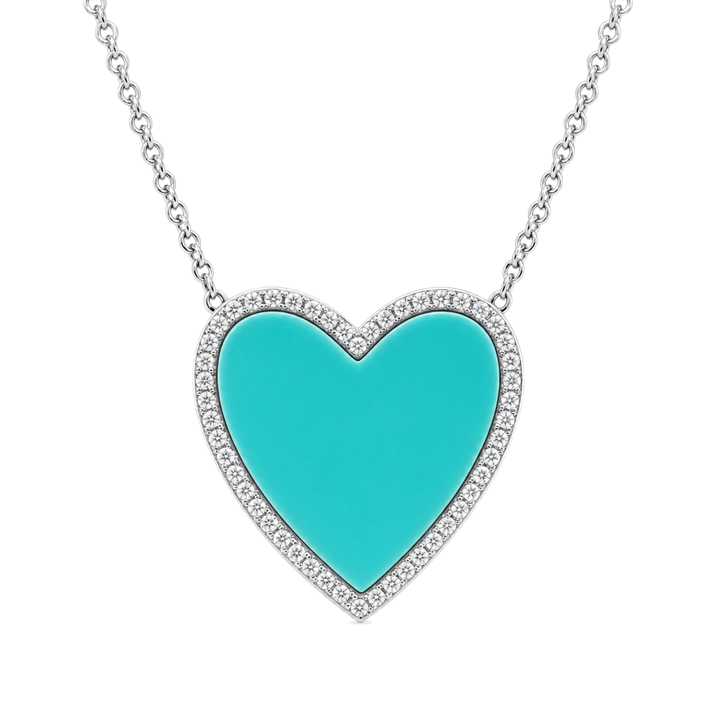 Diamond Halo Gemstone Heart Necklace