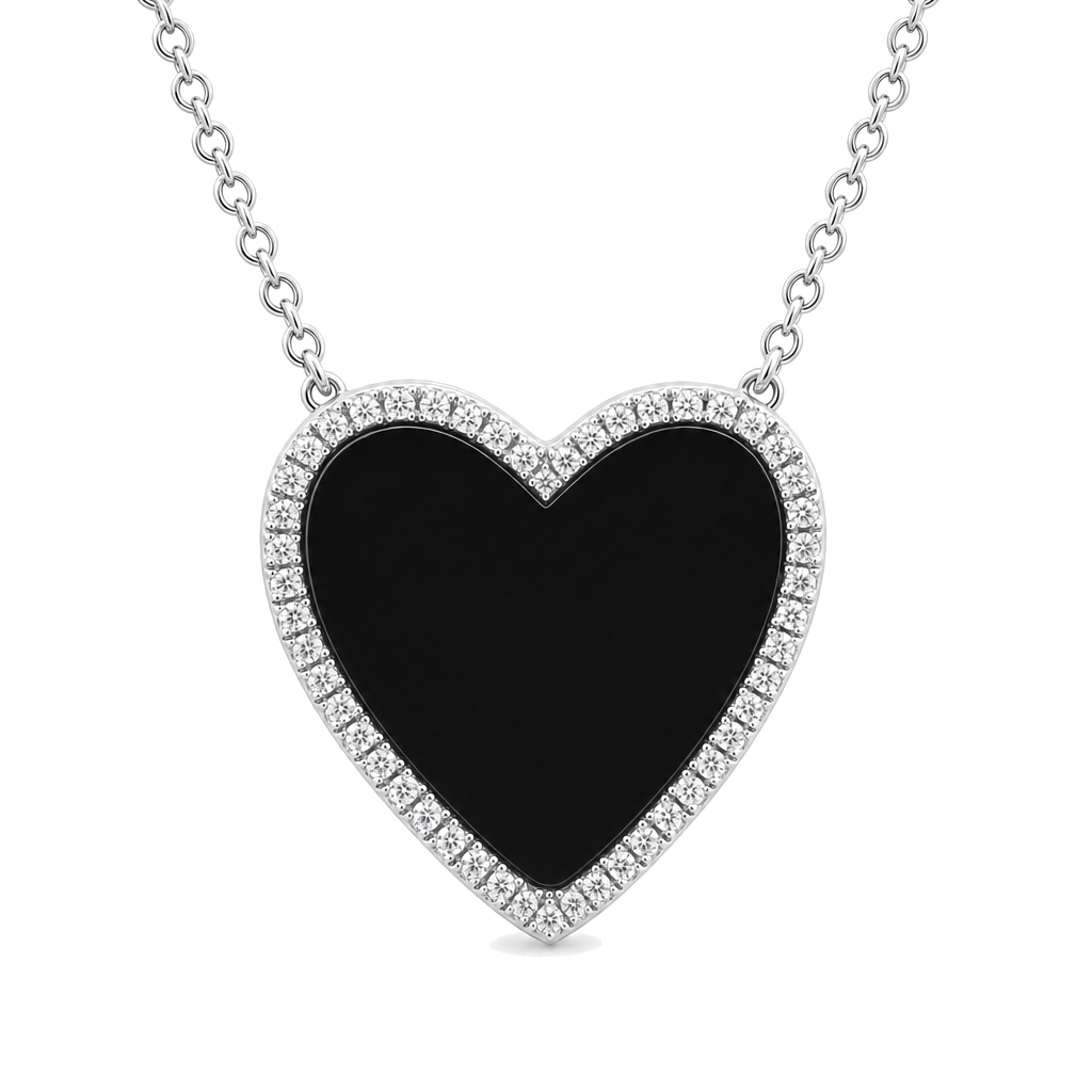 Diamond Halo Gemstone Heart Necklace