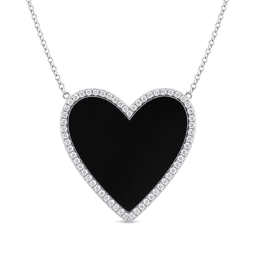 Diamond Halo Gemstone Heart Necklace