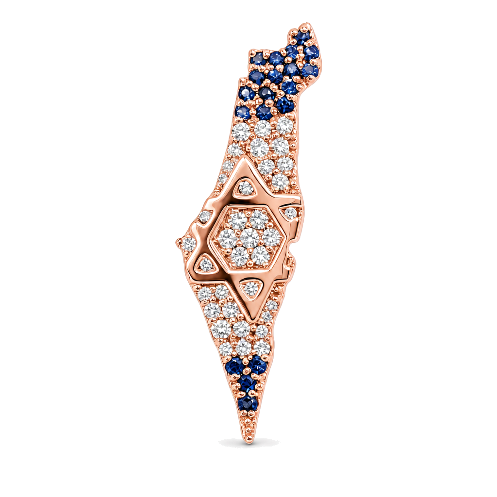 Land Of Israel Map Diamond & Sapphire Pendant ©