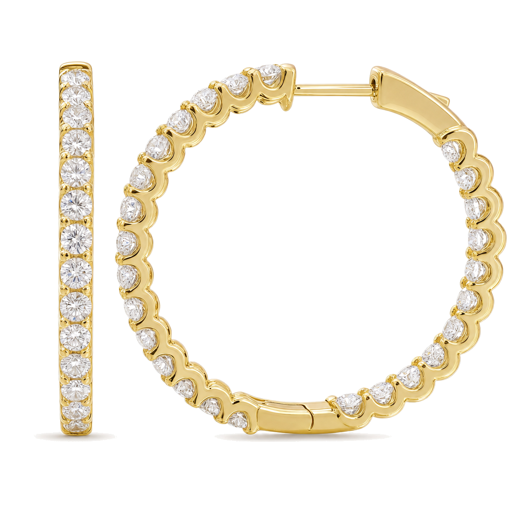 Scalloped Inside-Out Diamond Hoop Earrings, diamond, Izakov Fine Jewelry