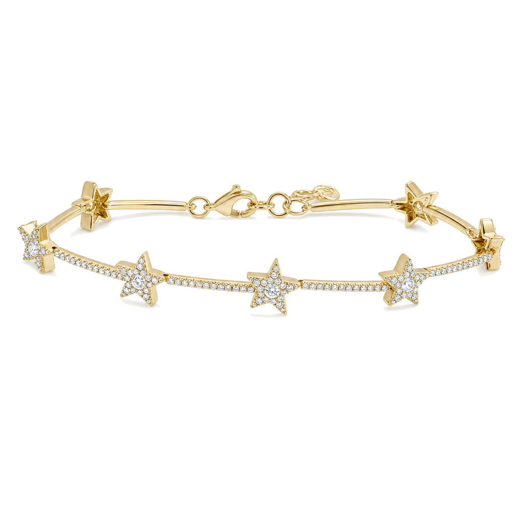 Micro Pave Diamond Stars Tennis Bracelet
