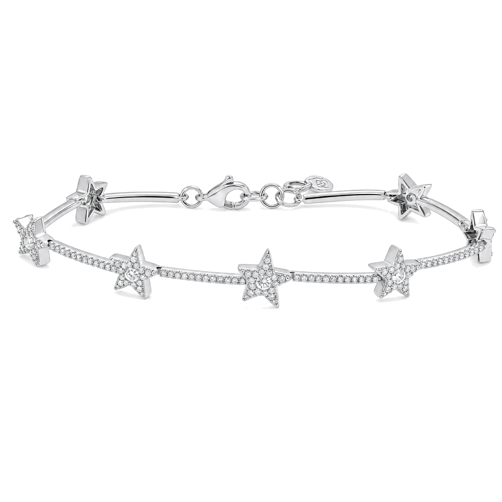 Micro Pave Diamond Stars Tennis Bracelet