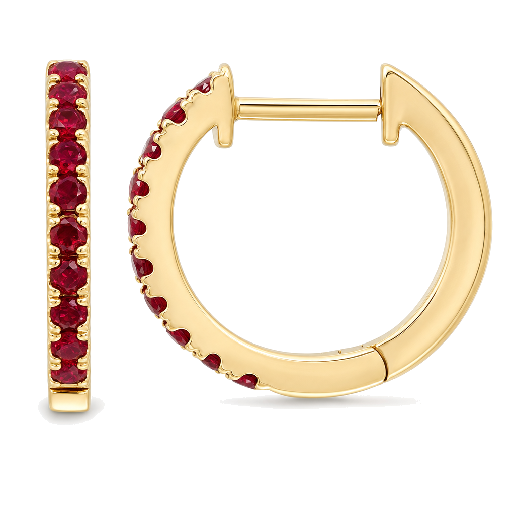 Pave Gemstone Huggies, side view