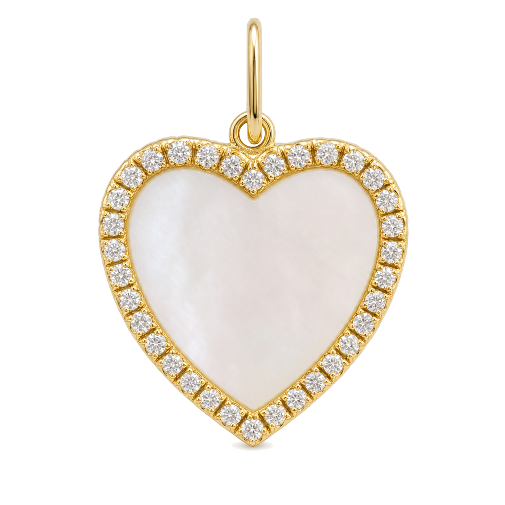 Gemstone Heart Diamond Necklace Charm