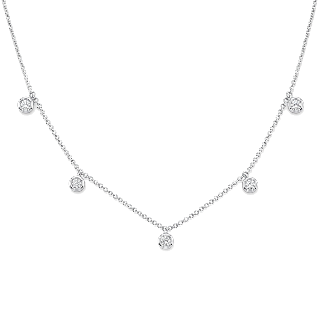 Bezel Diamonds Drop Station Necklace, alternate angle