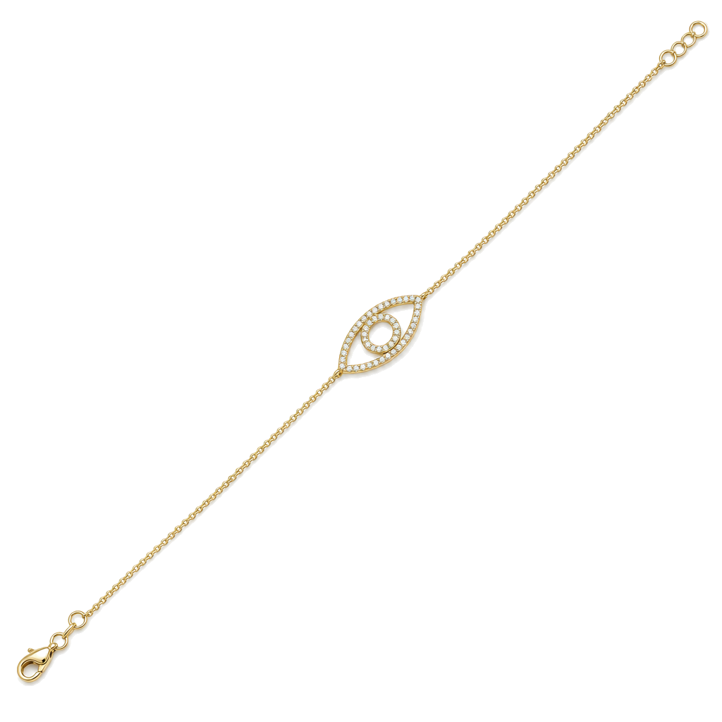 Micro Pave Diamond Evil Eye Bracelet, diamond, Izakov Fine Jewelry