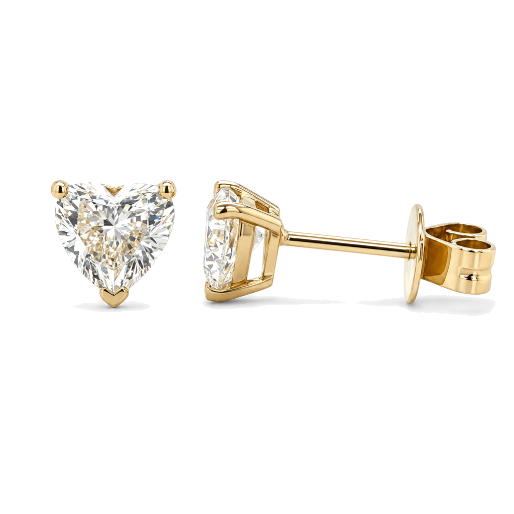 Natural Heart Shaped Diamond Stud Earrings