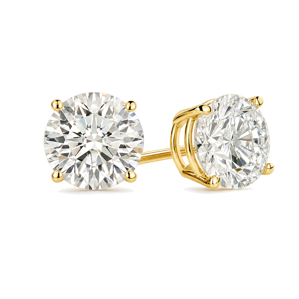 Classic Round Lab-Grown Diamond Stud Earrings worn on hand