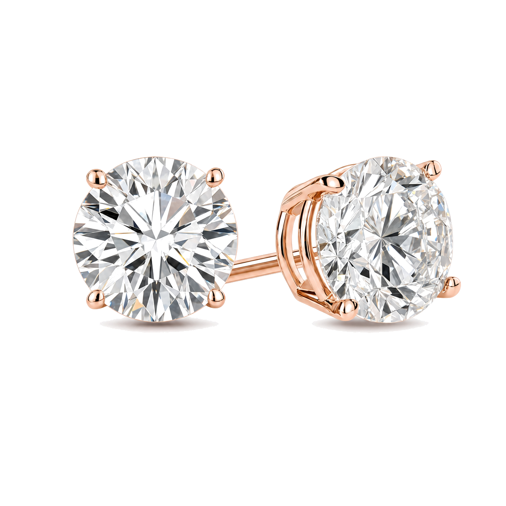 Classic Round Lab-Grown Diamond Stud Earrings, alternate angle
