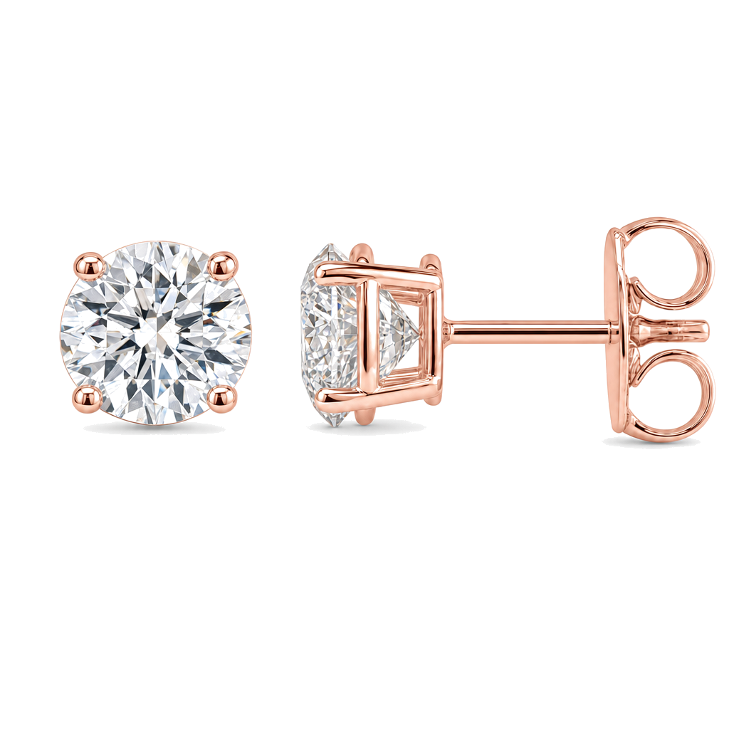 Classic Natural Round Diamond Stud Earrings, alternate angle