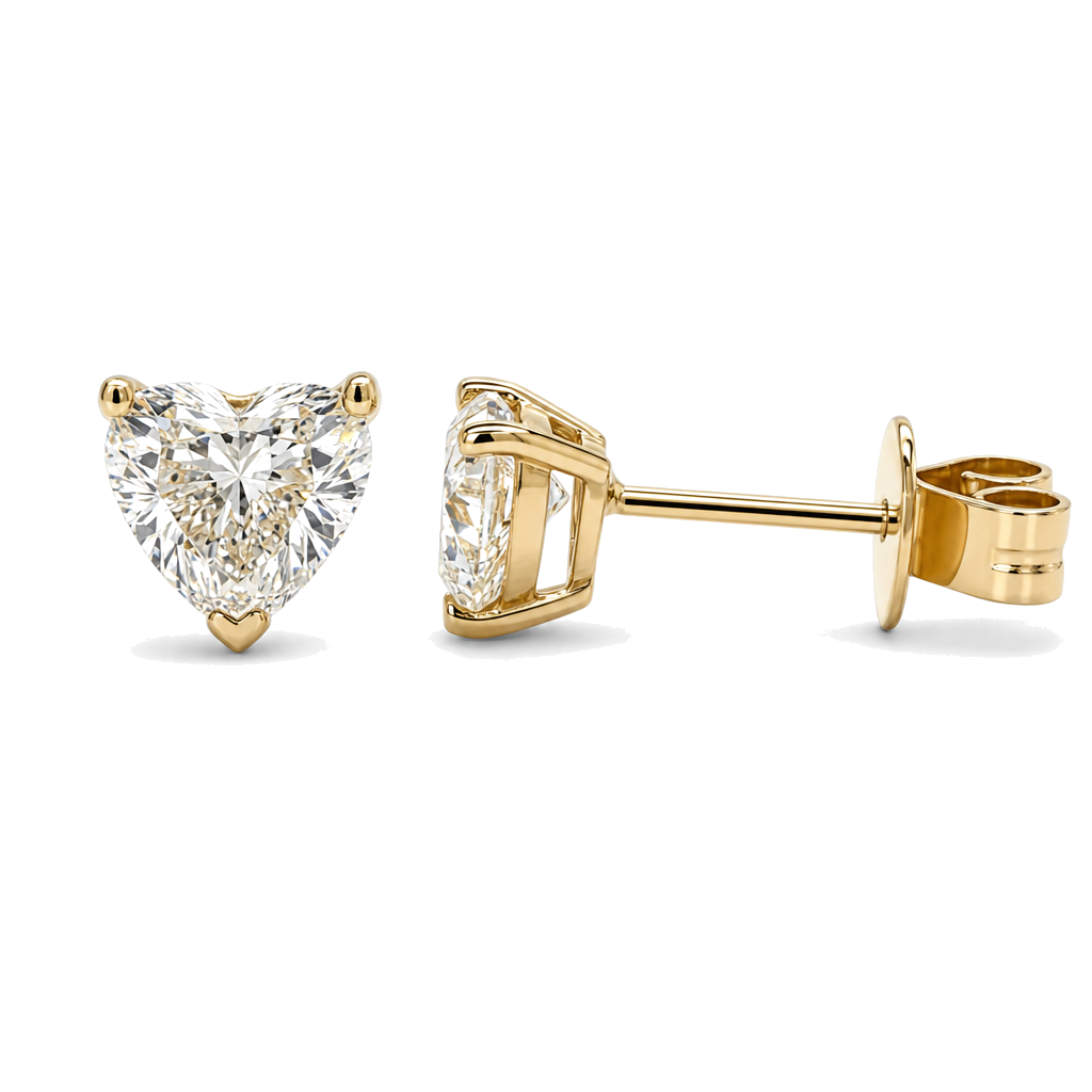Lab-Grown Heart Shaped Diamond Stud Earrings