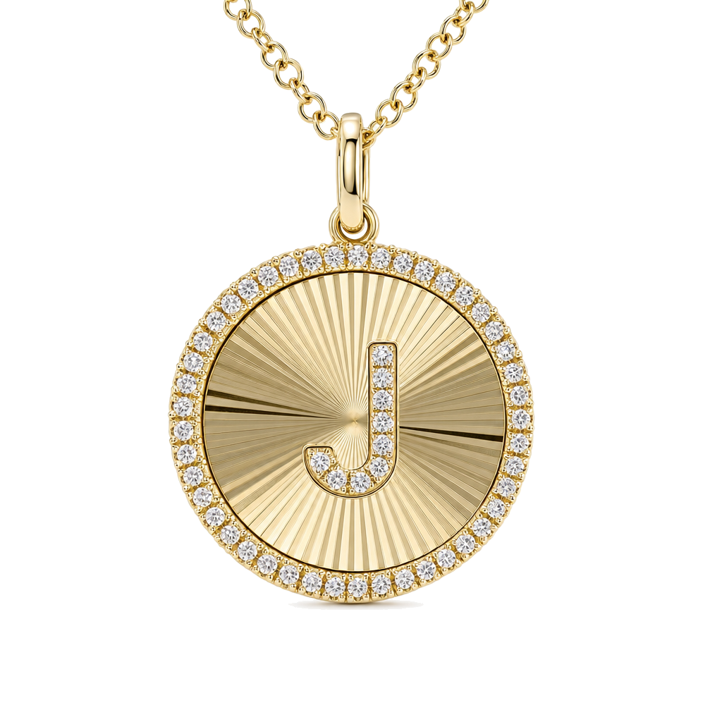 Radiating Diamond Initial Necklace