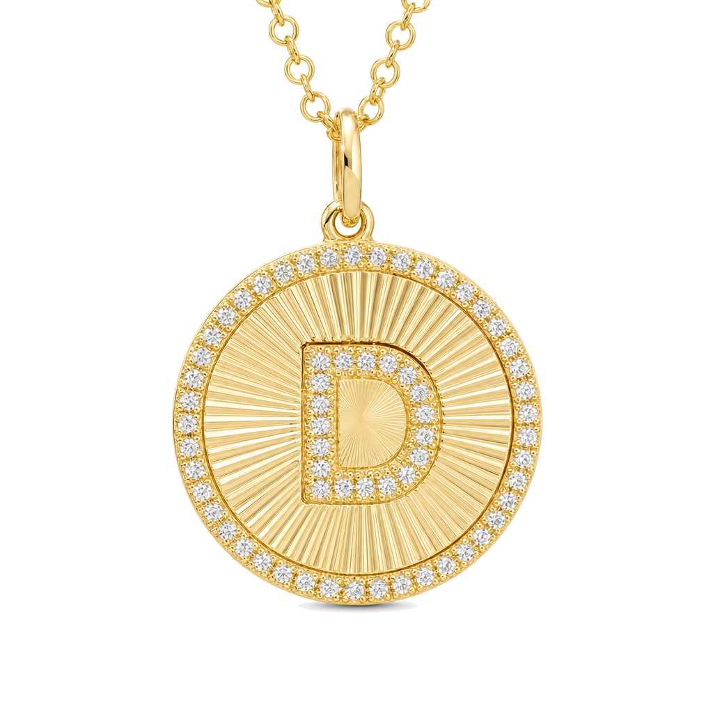 Radiating Diamond Initial Necklace