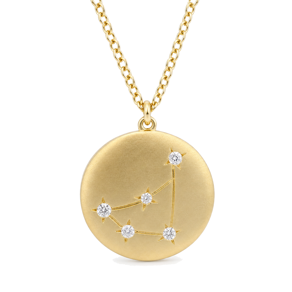 Constellation Zodiac Sign Coin Diamond Necklace