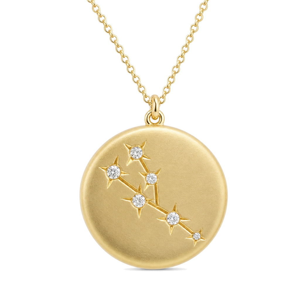 Constellation Zodiac Sign Coin Diamond Necklace