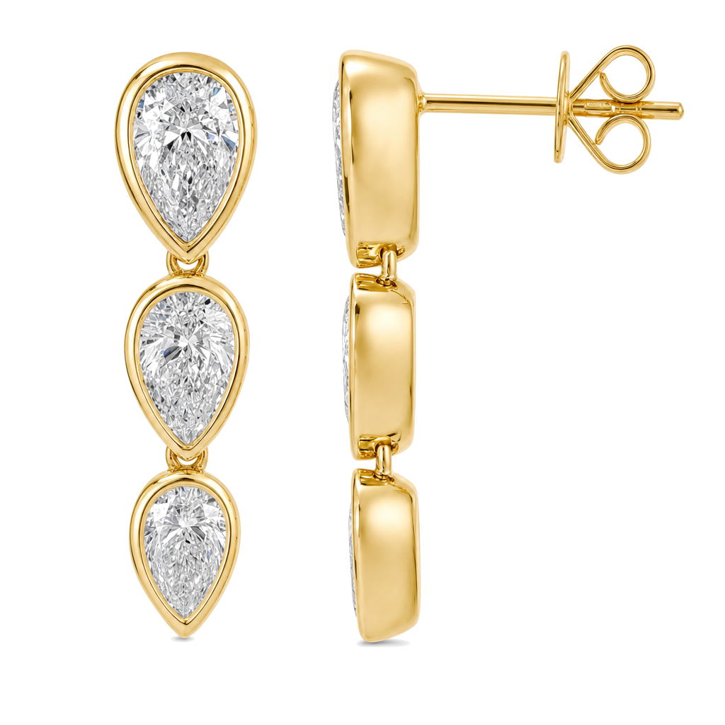 Pear Lab Diamond Graduated Bezel Drop Earrings